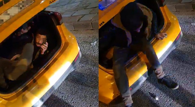 Ceza yememek için taksinin bagajında yolculuk yaparken yakalandı