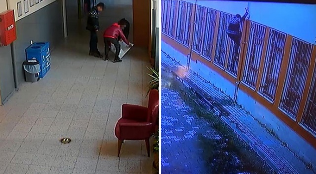 Okulda saklanan 3 çocuk, paraları alıp örümcek adam gibi kaçtı Okulda saklanan 3 çocuk, paraları alıp örümcek adam gibi kaçtı