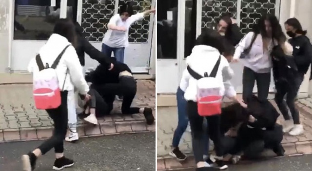 Genç kız yere yatırılıp tekme tokat dövüldü Genç kız yere yatırılıp tekme tokat dövüldü