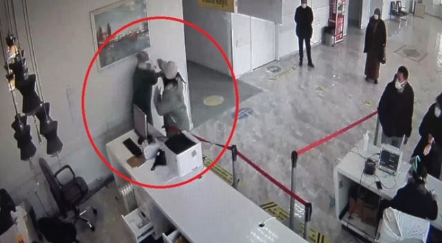 Hastanede sağlık çalışanına saldırı anı güvenlik kamerasında