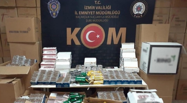 İzmir'de piyasa değeri 6 milyon lira olan kaçak ürün ele geçirildi İzmir'de piyasa değeri 6 milyon lira olan kaçak ürün ele geçirildi