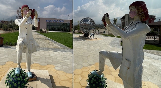 Denizli&#039;de sağlıkçı heykelleri&#039; tepki çekti