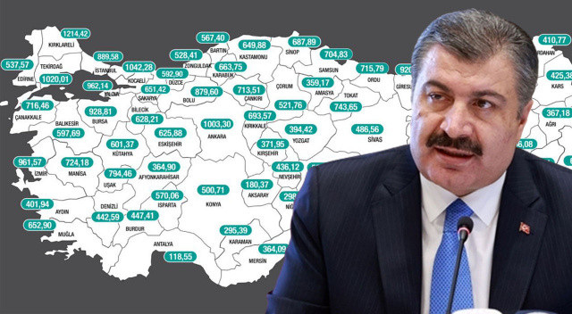 İllere göre haftalık vaka haritası açıklandı