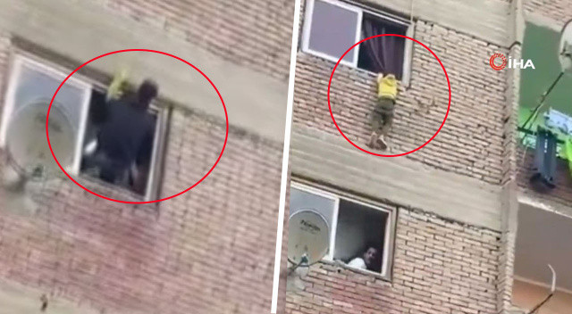 Kahire’de 3. kattan düşmek üzere olan çocuk son anda kurtarıldı Kahire’de 3. kattan düşmek üzere olan çocuk son anda kurtarıldı