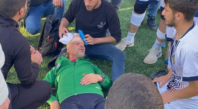 Mardin 1. Amatörde futbolcu teknik direktöre taşla saldırdı