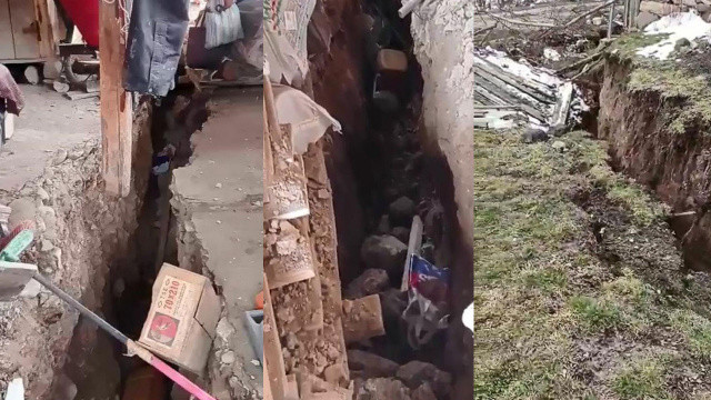 Karlar eridi, toprak kaydı: 6 ev tahliye edildi Karlar eridi, toprak kaydı: 6 ev tahliye edildi