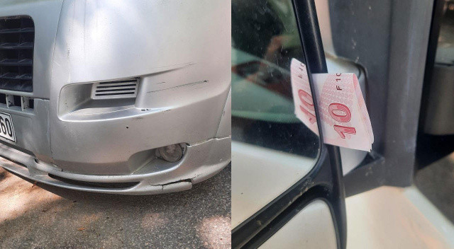 Araca çarpan şahsın binlerce liralık hasar için bıraktığı para şaşkına uğrattı Araca çarpan şahsın binlerce liralık hasar için bıraktığı para şaşkına uğrattı