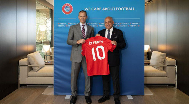 Mehmet Büyükekşi, UEFA Başkanı Aleksander Ceferin&#039;i ziyaret etti... 2032 için favori olduğumuzu söylemişti