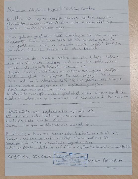 Gazetenizi takip ediyorum, çok memnunum