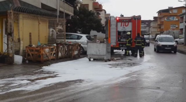 Çöp konteynerinde kimyasal madde alarmı