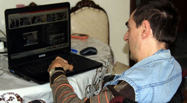 Engelli adamın büyük azmi