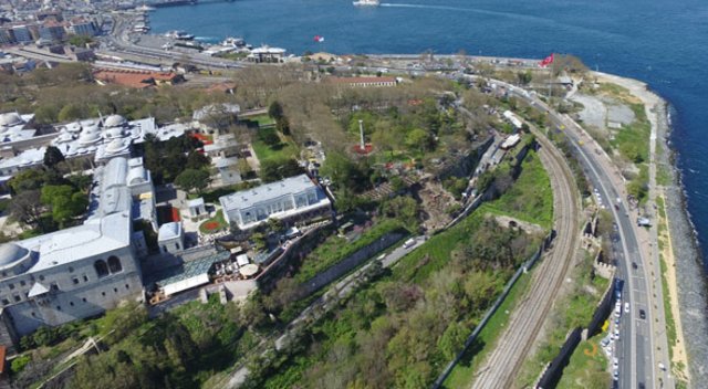 Gülhane Parkı'ndaki göçük havadan görüntülendi