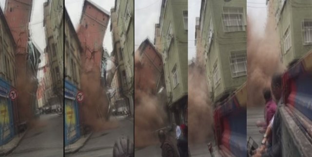 İşte Beyoğlu'ndaki binanın çökme anı!