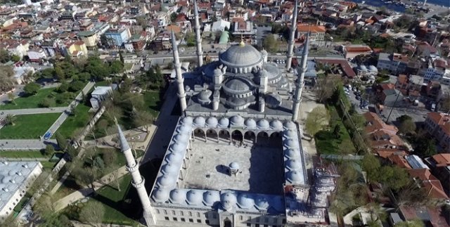 Sultanahmet Camii’ndeki restorasyon havadan böyle görüntülendi