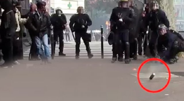 Fransız polisi gaz bombası görüntüsünü sildirdi