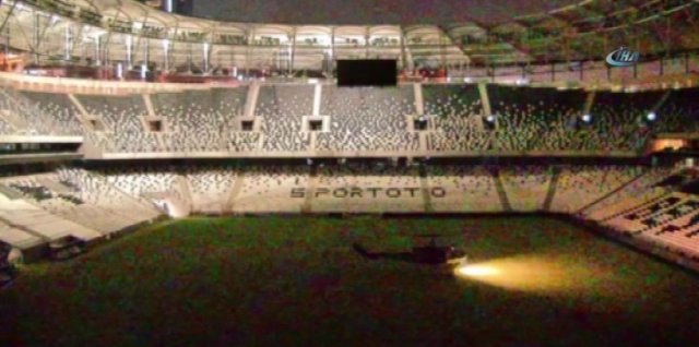 Darbecilere ait helikopter Vodafone Arena’ya böyle indi