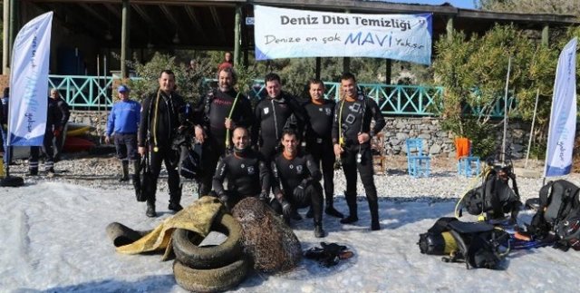 Bodrum'da denizden 150 kilo çöp çıktı