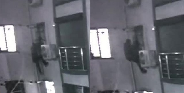 Örümcek adam gibi duvara tırmanan hırsızlar yakalandı