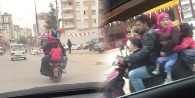 2 kişilik elektrikli bisiklete 6 kişi bindi
