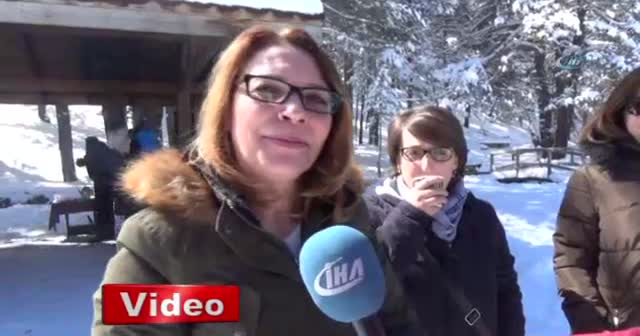 Abant'ta muhteşem kar görüntüsü