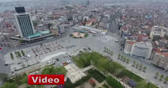 Taksim'de sessiz 1 Mayıs havadan görüntülendi