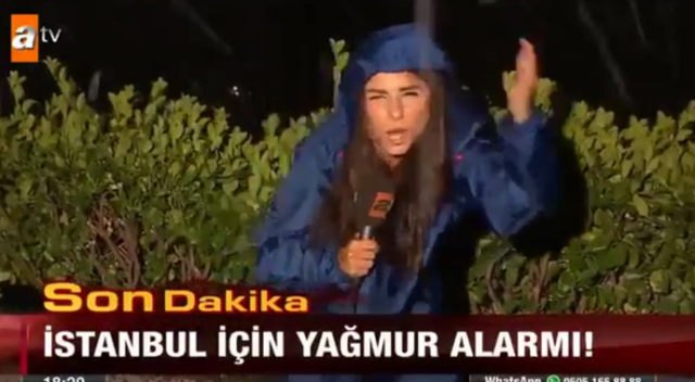 Doluya yakalanan muhabirin zor anları