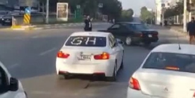 Düğün konvoyundaki trafik magandası kamerada