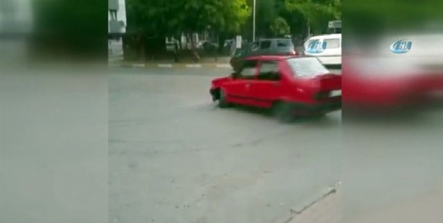 Hastane önünde ‘drift’ yapan trafik magandası kamerada
