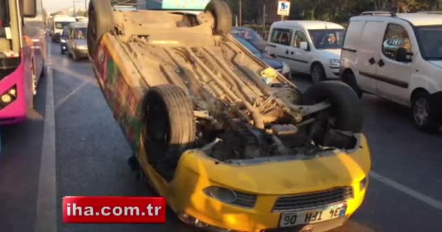 Takla atan taksiden burnu bile kanamadan çıktı