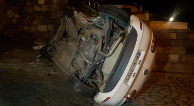 Takla atan araç, lisenin bahçesine uçtu