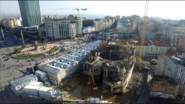 Taksim’e yapılan caminin ana taşıyıcıları tamamlandı