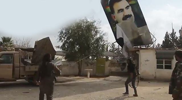 ÖSO, Afrin'de Öcalan fotoğrafıyla drift yaptı