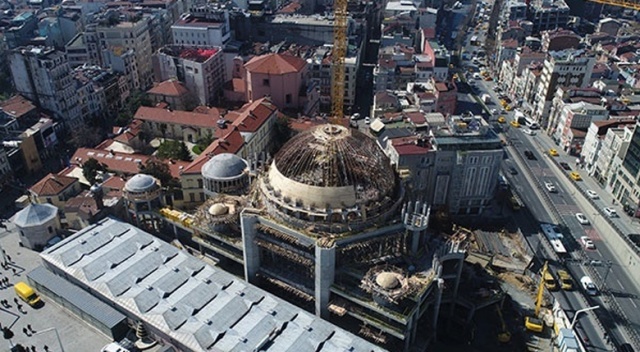 Taksim Camii inşaatındaki son durum havadan görüntülendi