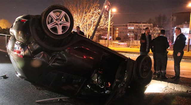 Otomobille takla attı, burnu bile kanamadan kurtuldu