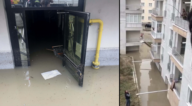 Selde mahsur kalan vatandaş evine ekmeği oltayla çekti