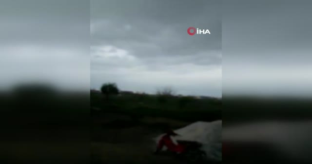 Aksaray’da yıldırım düşme anı görüntülendi