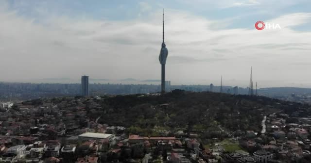 Dördüncü parçası da monte edilen Çamlıca Kulesi havadan görüntülendi