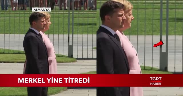 Merkel yine titrerken görüntülendi