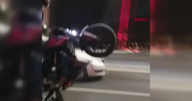 Motosikletli maganda 15 Temmuz Şehitler Köprüsü'nden böyle geçti