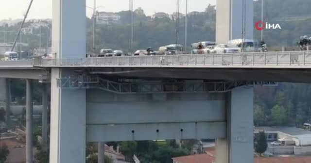 15 Temmuz Şehitler Köprüsü'nde bakım platformu drone ile görüntülendi