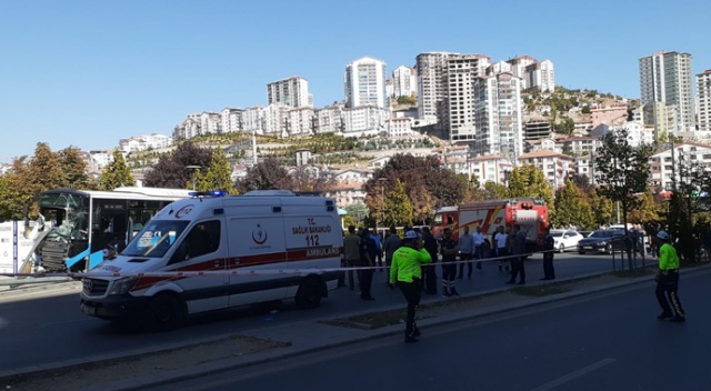 Başkent'te halk otobüsü kazası güvenlik kamerasına yansıdı