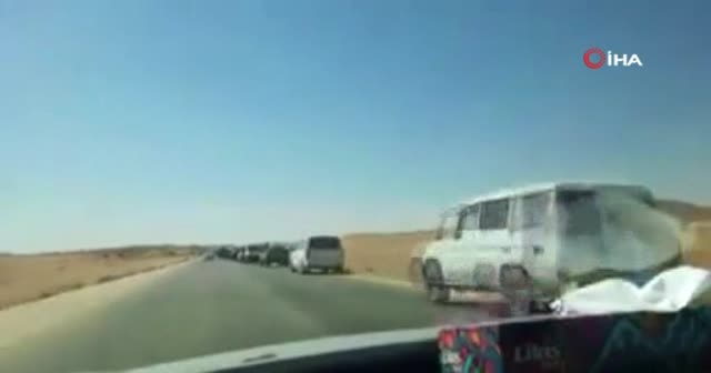 Trablus ve Terhune'den çekilen Rus paralı milislerin konvoyu görüntülendi