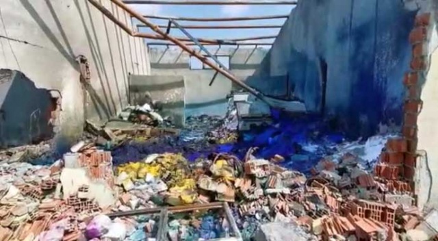 Fabrikanın içinden çekilen görüntüler patlamanın şiddetini gözler önüne serdi