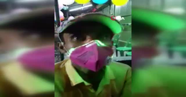 Hindistan’da koronavirüse dikkat çekmek için led ışıklı maske