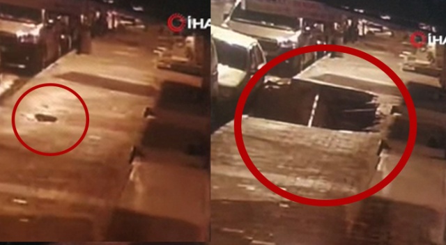 Küçükçekmece’de kaldırım çöktü!