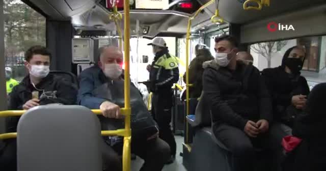 Taksim’de toplu taşıma araçlarında koronavirüs denetimi