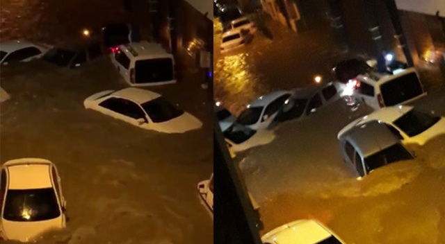 İzmir'i sağanak vurdu, araçlar böyle sürüklendi