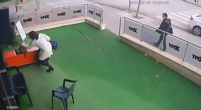 Başkent’te bir kadın hamile kediye önce vurdu sonra da elindeki çantayı fırlattı