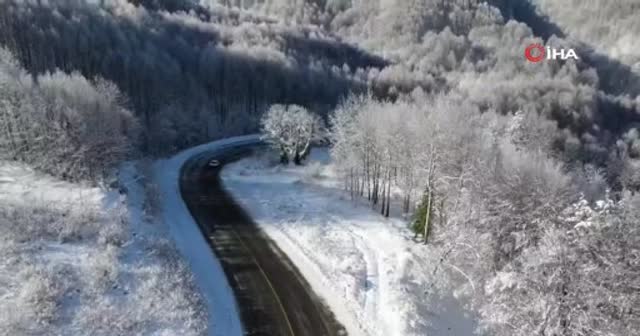 Bursa’da 2 mevsimin geçiş güzelliği havadan görüntülendi