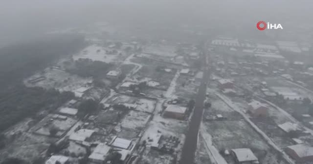 İstanbul’da kar yağışı havadan görüntülendi